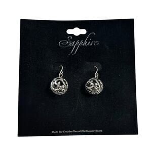 NWT Sapphire Silver Sphere Earrings Made for Cracker Barrel Old Country Store